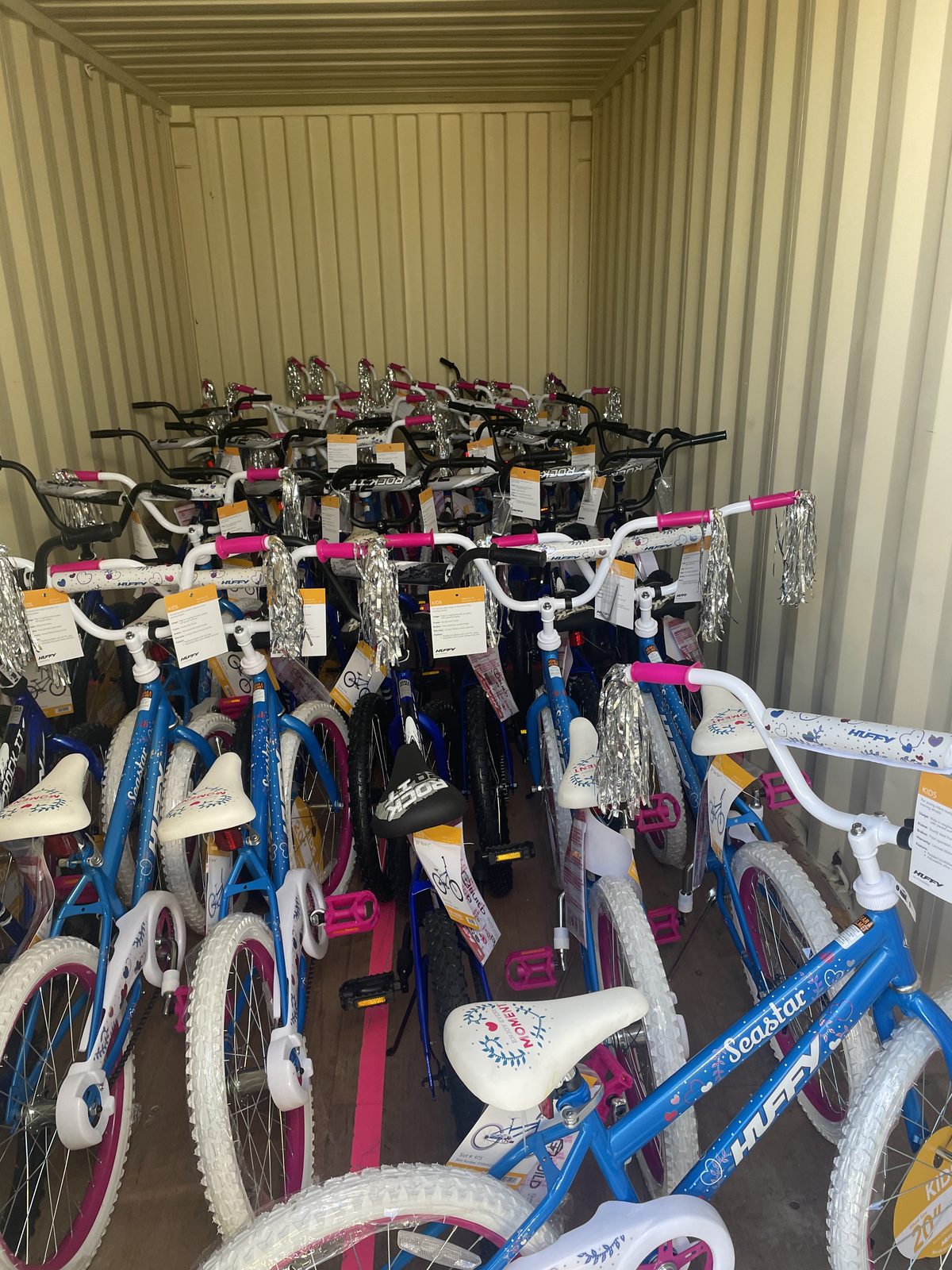 Rows of bikes in storage